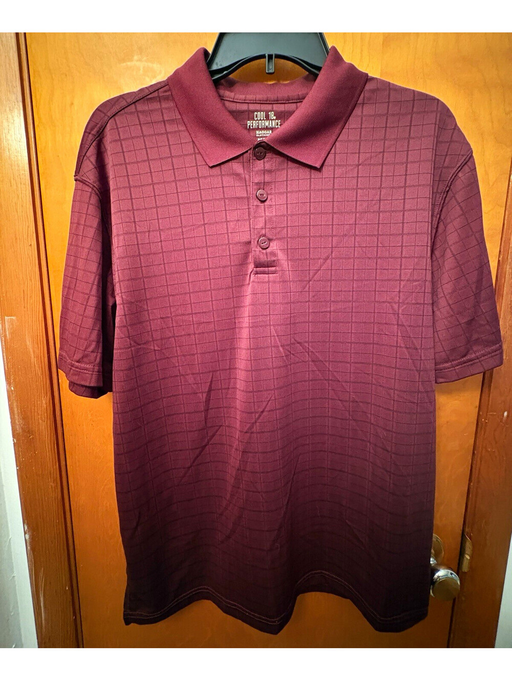Haggar Cool 18 Performance Men’s Polo Shirt Medium Burgundy Maroon